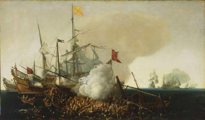 Cornelis Hendriksz Vroom Spanish Men-of-War Engaging Barbary Corsairs Sweden oil painting art